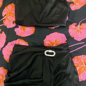 Y2K Style Missguided Peace + Love Satin Rhinestone Embellished Cruise Set NWT